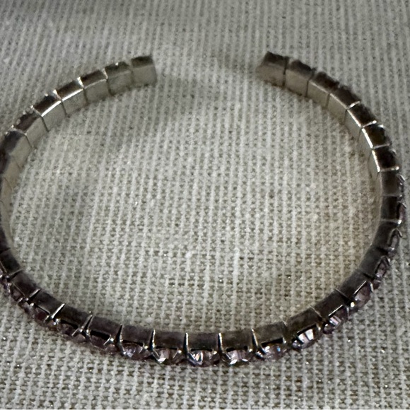 Three Crystal-Embellished Stretch Bangle Bracelet - Blue, Gray, Brown - Picture 7 of 10